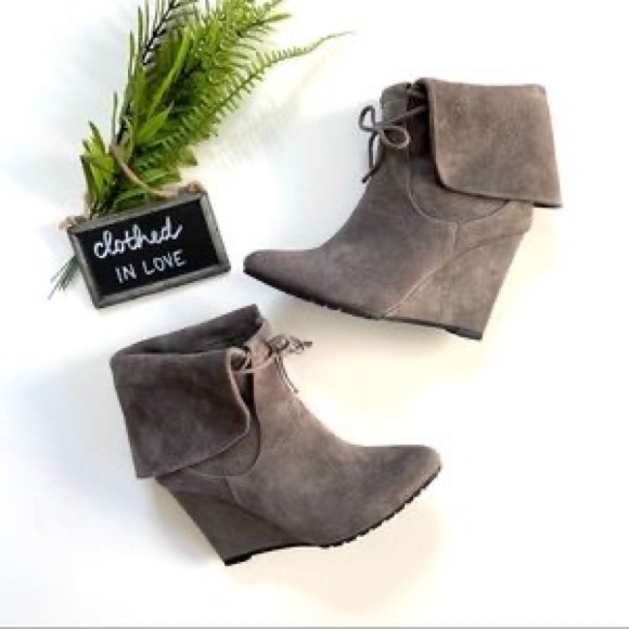 white house black market grey suede ankle britton boots - Picture 5 of 6